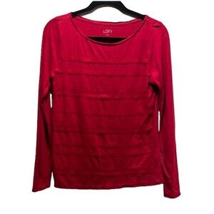 Ann Taylor LOFT Women’s Long Sleeve Lace Detail T Shirt Size Small